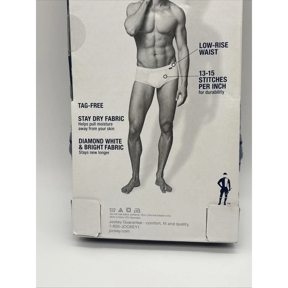 2013 Jockey Men's  Cotton Low Rise Briefs 2 Pack Blue Gray Striped XL 40-42 New